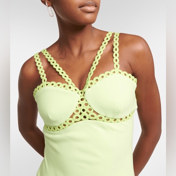 Jonathan Simkhai Sevilla Cady Midi Dress in Lime Green - Size 2 - Picture 3 of 7